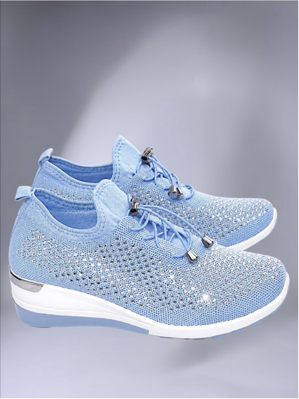 New Atalina Harper “Summeri” Light Blue Rhinestone Sneakers – Women’s Size 9 - Picture 1 of 8